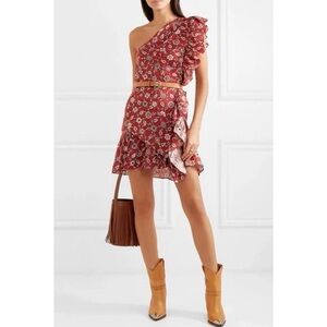 Isabel Marant Etoile Teller Mini Dress Brick Red